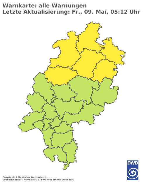 Aktuelle Wetterwarnungen für  Wetteraukreis