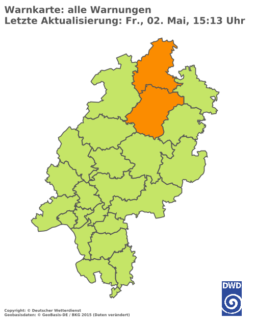 Aktuelle Wetterwarnungen für  Wetteraukreis