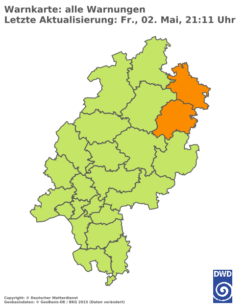 Aktuelle Wetterwarnungen für  Wetteraukreis
